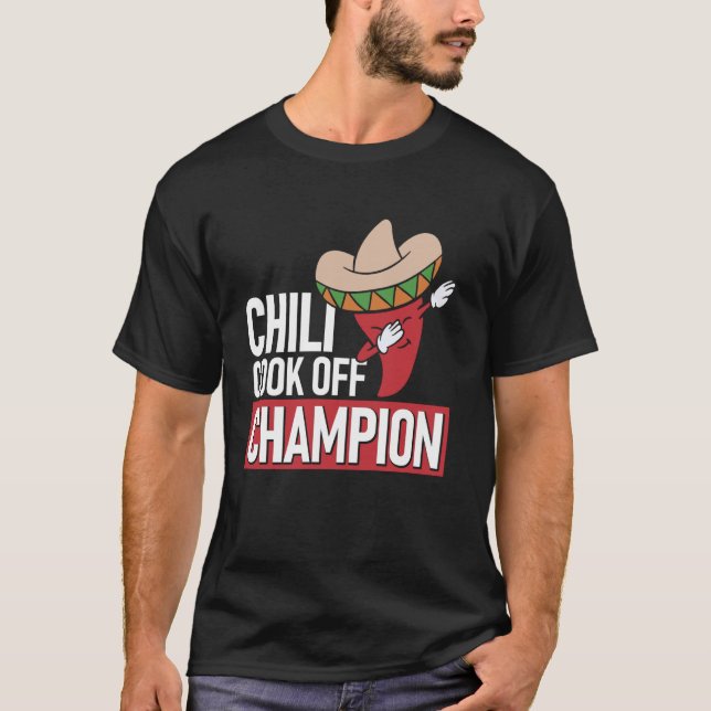 Camiseta Campeão do Concurso de Chili Dab Pepper Divertido  (Frente)