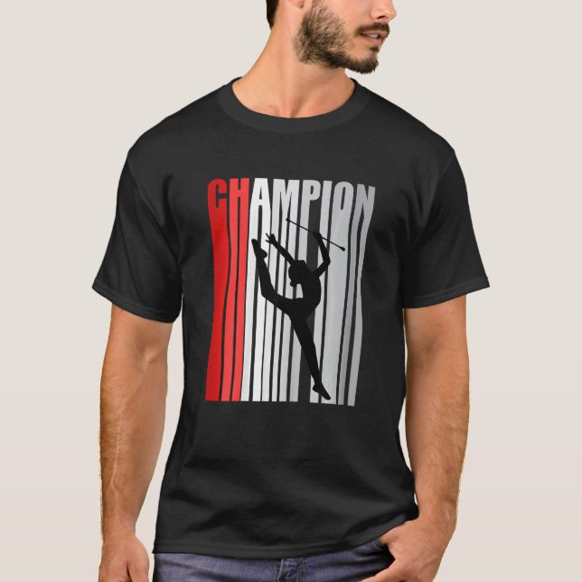 Camiseta Campeão Vermelho Da Competição De Ginástica Rítmic (Frente)