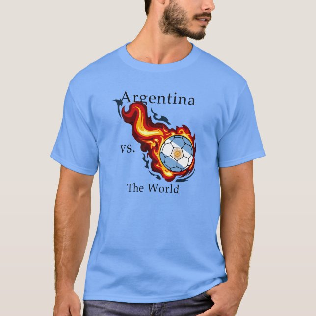 Camiseta Campeonato do Mundo - Argentina vs. Bola Flaming d (Frente)