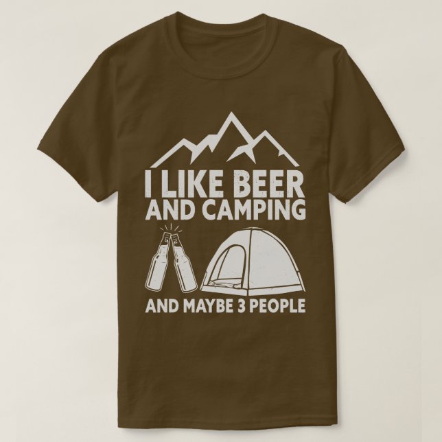 Camiseta Camper Bebendo Beer Wilderness Campfire (Frente do Design)