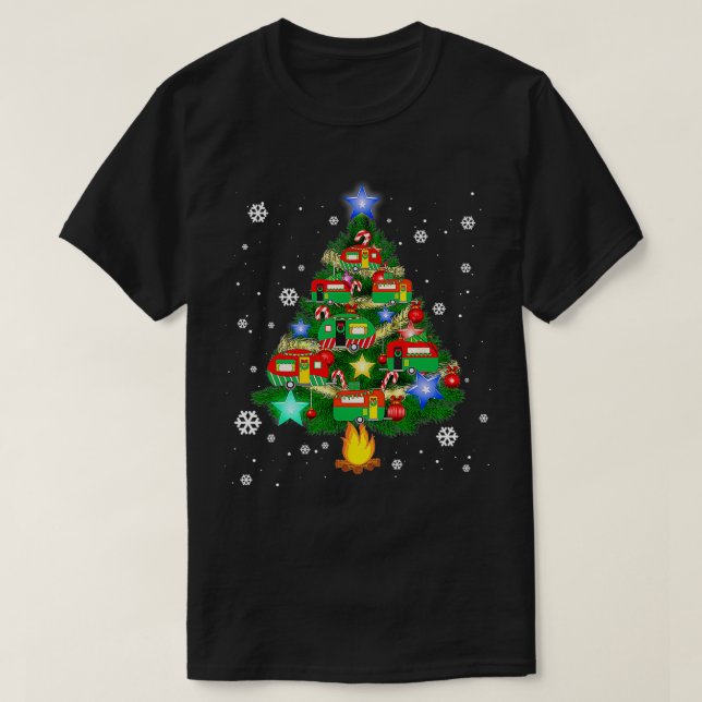 Camiseta Camper Christmas Tree Vehicle Camping RV (Frente do Design)