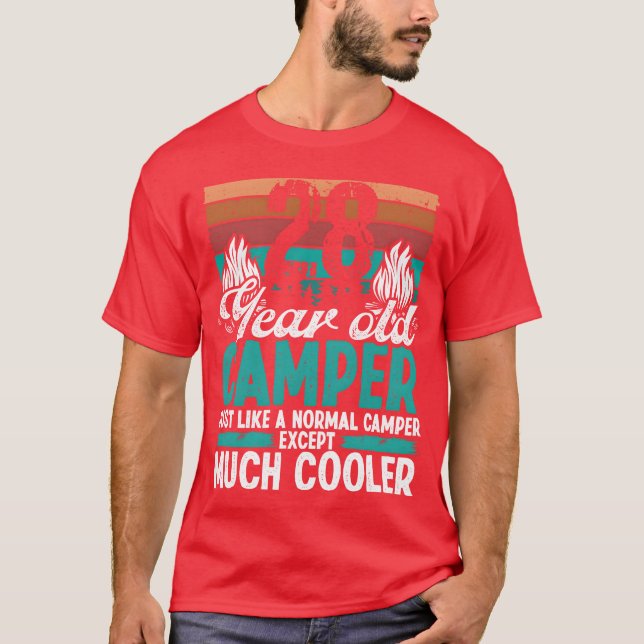 Camiseta Camper de 28 anos de idade Scouting Camping Aniver (Frente)