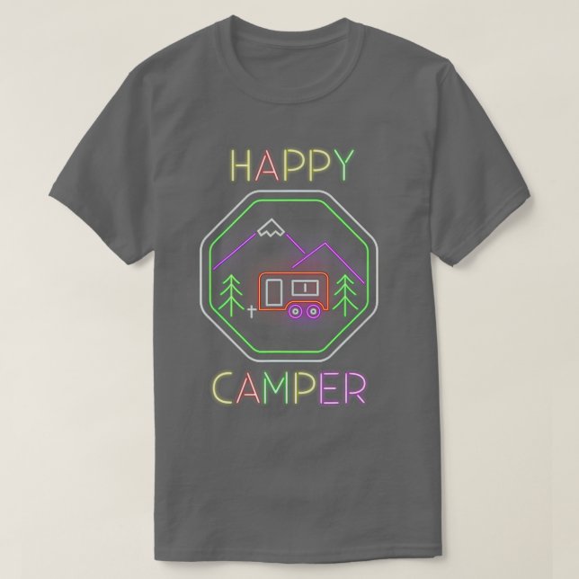 Camiseta Camper Engraçado Presente Feliz Acampamento Vaga (Frente do Design)