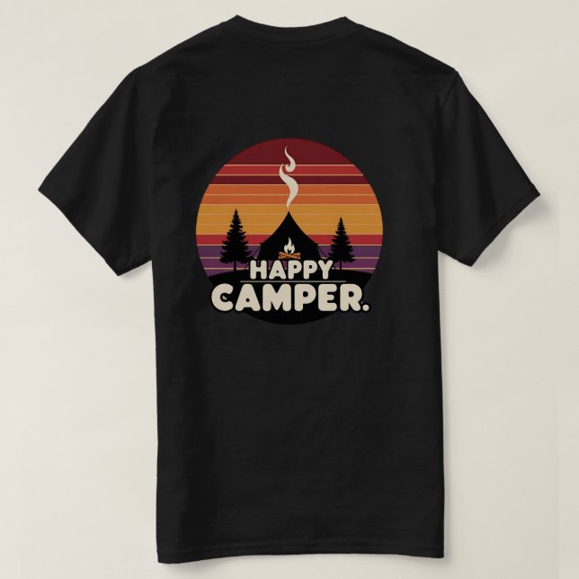 Camiseta Camper Feliz de Stripes Retro - Vibes Clássicas de (Verso do Design)