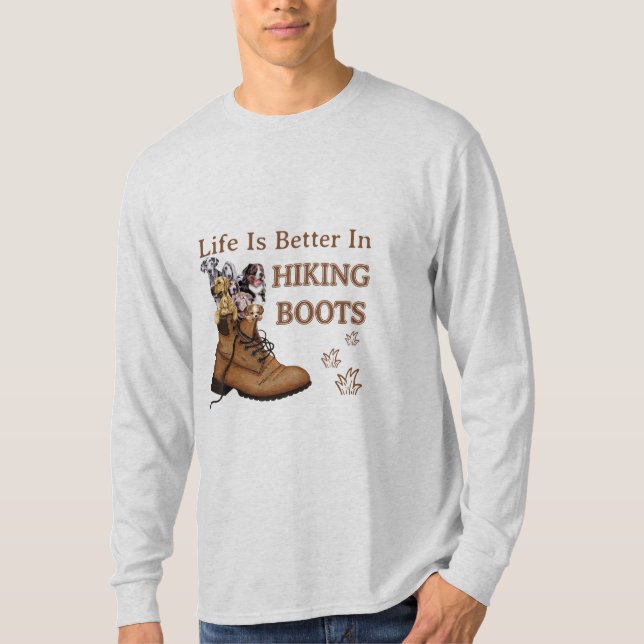 Camiseta Camper Gift | Life Is Better In Hiking Boots Dog (Frente)
