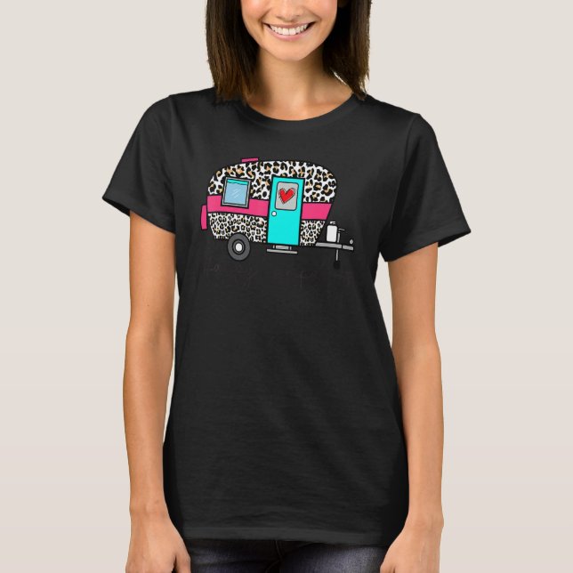 Camiseta Camper Happy Summer Camp Camping Leopard  Glamping (Frente)