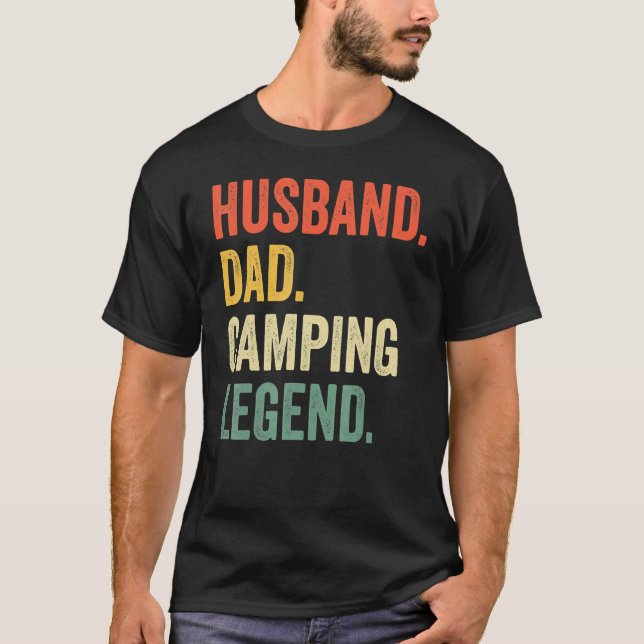 Camiseta Camper Husband Pai Camping Legend Vintage Padre (Frente)
