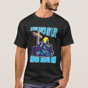 Camiseta Camper Jesus Salvou Minha Vida Acampando O Ajudou