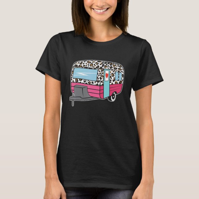 Camiseta Camper Leopard Cheetah Queen RV Camping Funny 5th  (Frente)
