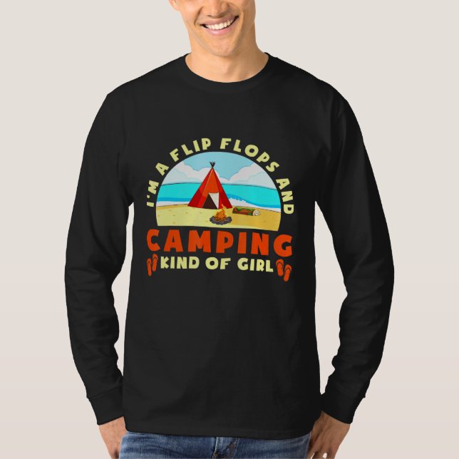 Camiseta Camper Mamãe Me Deu Chinelos E Acampamento (Frente)