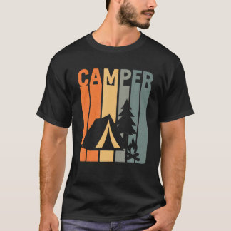 Camiseta Camper Retro Funny Camping Tent Fire Pine Tree Out