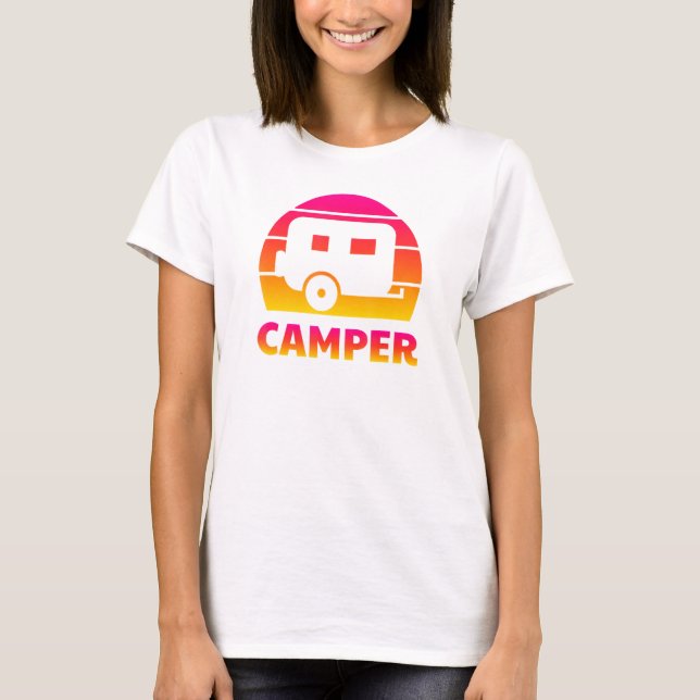 Camiseta Camper Retro Sun - Diversão de Viagem do Reboque d (Frente)