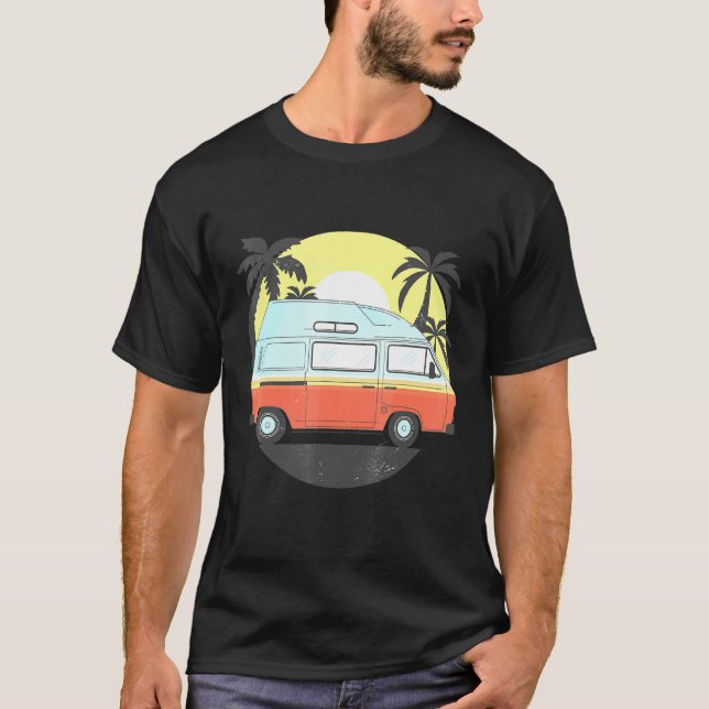 Camiseta Camper Van Camping Men Retro Sun 70s 80s (Frente)