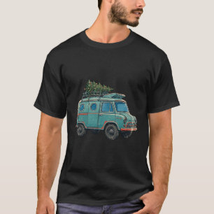 Camiseta Camper Van Retro Vintage com Árvore de Natal em ci