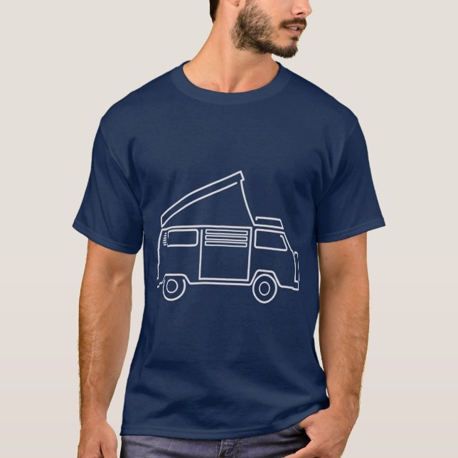 Camiseta Camper Van   Westy Popup Hippie Bus (Frente)