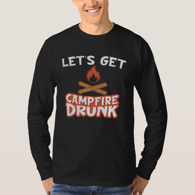 Camiseta Campfire Drunk Beach Camping Drinking  Humour (Frente)