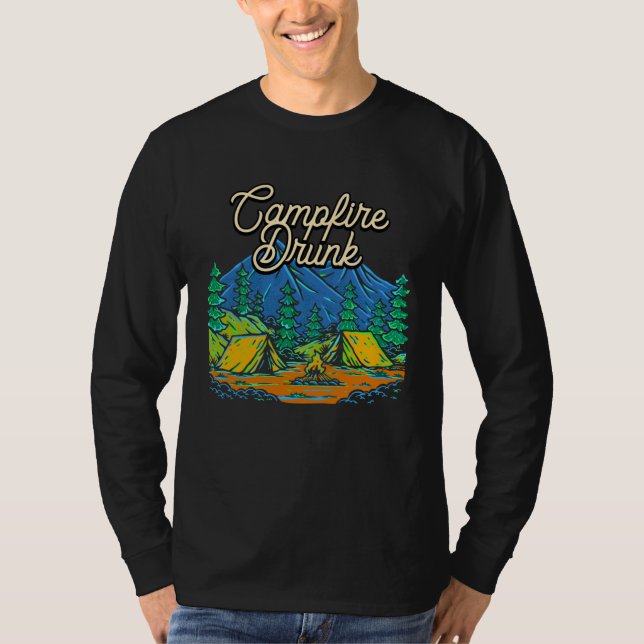 Camiseta Campfire Drunk Camping Beer  Camper Drinker Drinki (Frente)