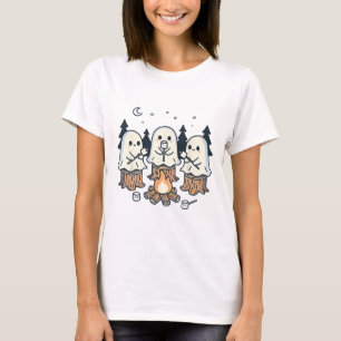 Camiseta Campfire Ghost Spooky Marshmallow Halloween Bonfir