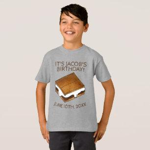 Camiseta Campfire S'mores Marshmallow Festa de aniversário