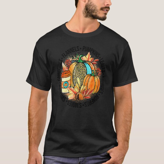 Camiseta Campfires Flannels Pumpkins Spice Leaves Hayrides  (Frente)