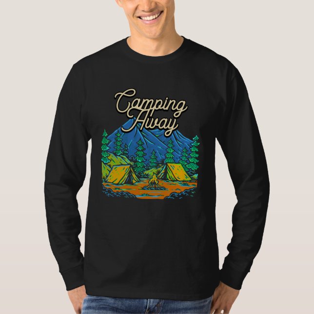 Camiseta Camping Away Summer Camper Tropical Camp Trip Hiki (Frente)