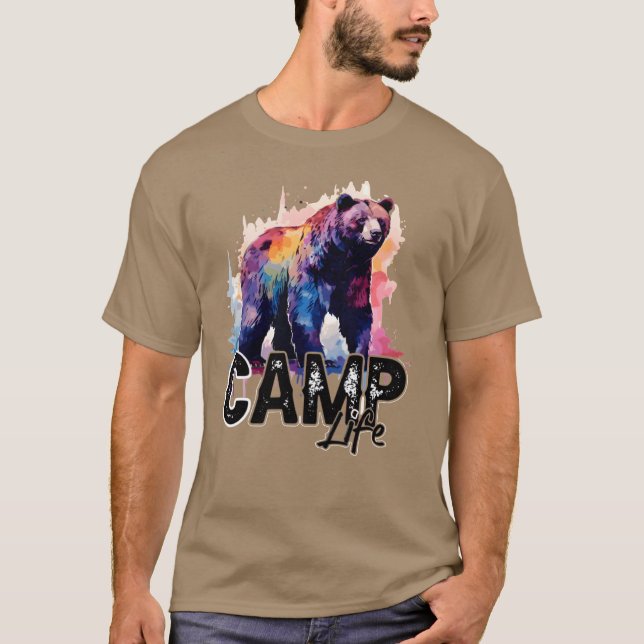 Camiseta Camping Bear Summer Camp Quote Camping Des boy (Frente)