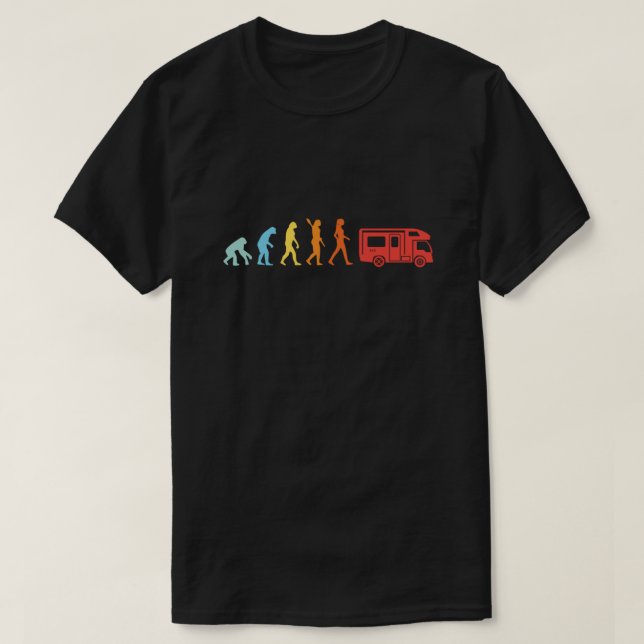 Camiseta Camping Camper Evolution Motorhome Campervan Retro (Frente do Design)