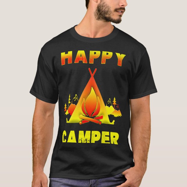 Camiseta Camping   Camping  with Sayings Happy Camper (Frente)