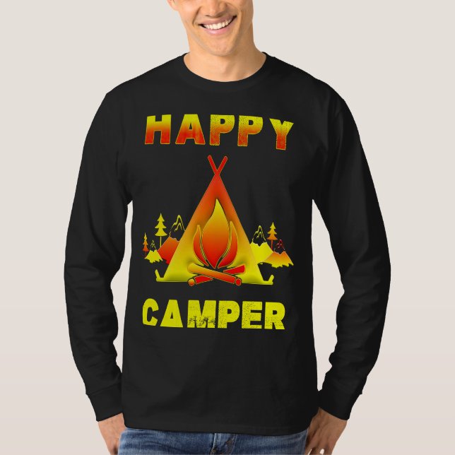 Camiseta Camping   Camping  with Sayings Happy Camper (Frente)