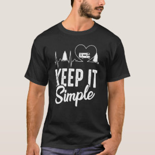 Camiseta Camping Coração Pulsando Mantenha Simples Trailer 