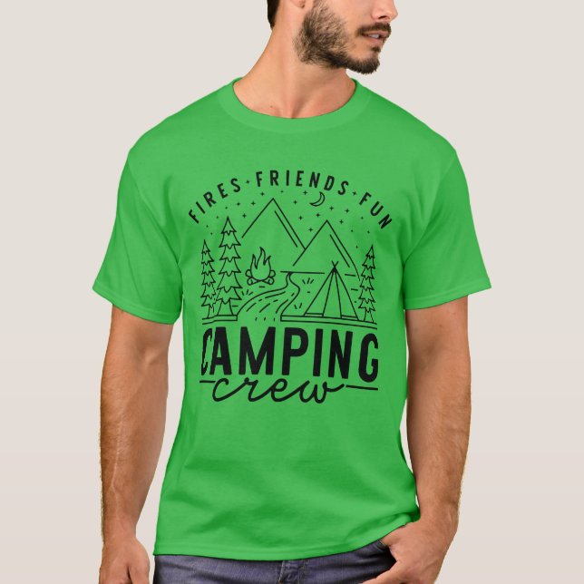 Camiseta Camping Crew Fires Friends Fun Summer Camp (Frente)