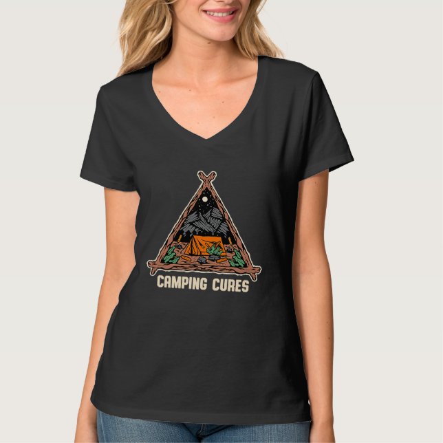Camiseta Camping Cures Vacation Camper Trip Summer Camp Hol (Frente)