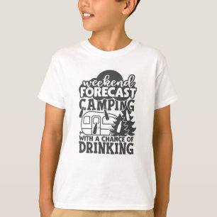 Camiseta Camping de Previsão de Fim de Semana com Oportuni
