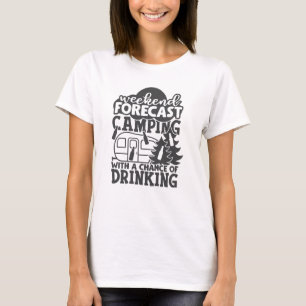 Camiseta Camping de Previsão de Fim de Semana com Oportuni