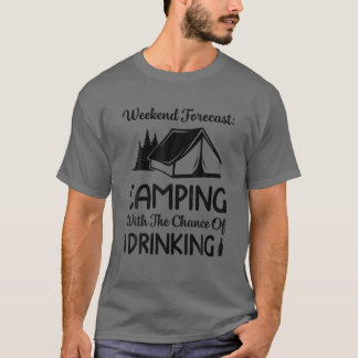Camiseta Camping de Previsão de Fim de Semana com Oportunid