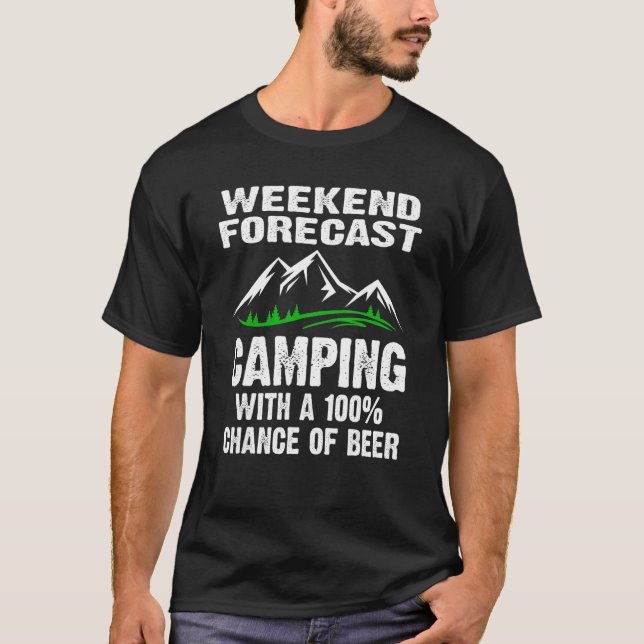 Camiseta Camping de Previsão de Fim de Semana com Possibili (Frente)