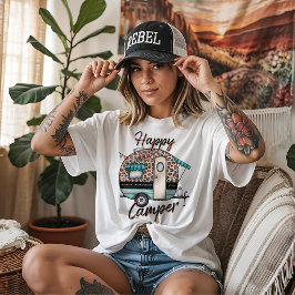 Camiseta Camping Feliz com Caravana