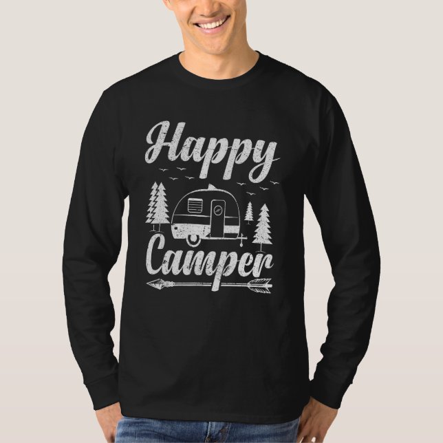 Camiseta Camping for Hikers Happy Camper Distressed Style (Frente)