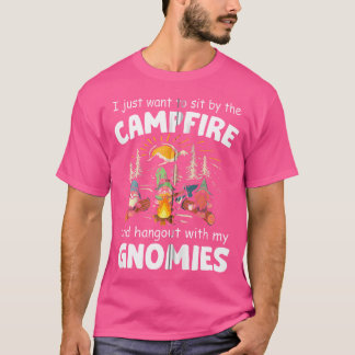 Camiseta Camping Funny Gnome Hangout With My Gnomies Campfi