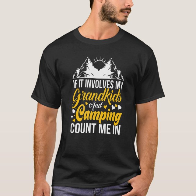 Camiseta Camping Grandpa Adventures Envolve Netos Hiki (Frente)