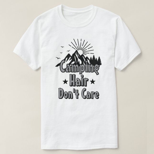 Camiseta Camping Hair Don’t Care (Frente do Design)
