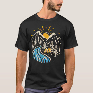 Camiseta Camping hiking mountain nature river vintage