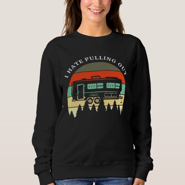 Camiseta Camping I Hate Pulling Out Retro Travel Trailer  M (Frente)
