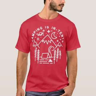 Camiseta Camping is InTents Line Art Funny Outdoors Hiking