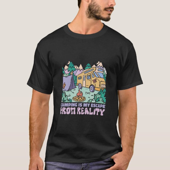 Camiseta Camping is my Escape from Reality  Camper Van  Car (Frente)