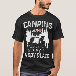 Camiseta Camping Is My Happy Place Funny Camper Forest Camp