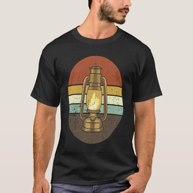 Camiseta Camping Lantern 60s 70s Style Camping Lover Retro  (Frente)