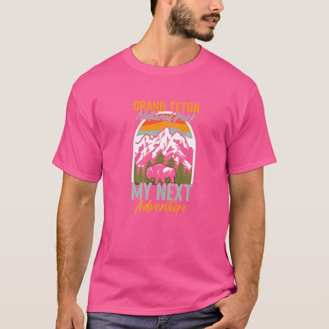 Camiseta Camping Mountain Bison Grand Teton Nationa (Frente)