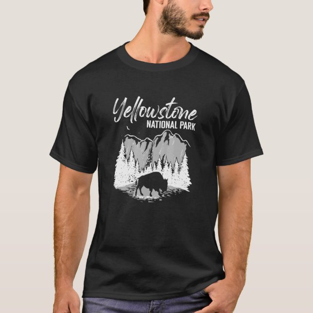 Camiseta Camping Mountain Buffalo Yellowstone Natio (Frente)
