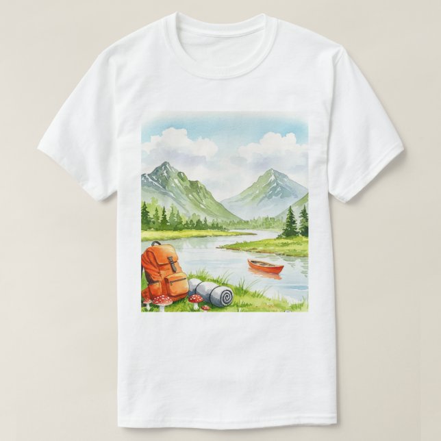 Camiseta Camping near a river (Frente do Design)